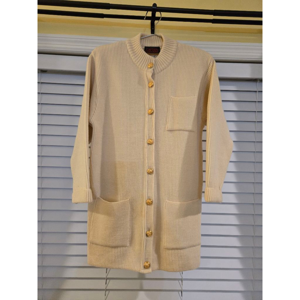 Women's Captain Corsaire Beige Pure Wool Long Cardigan Size S